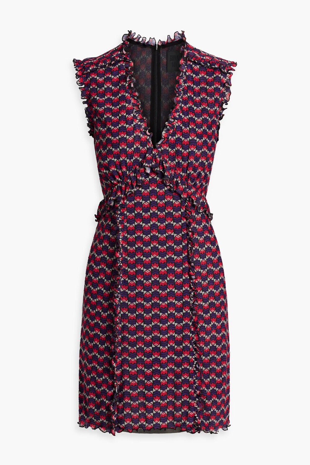

Мини-платье из сетки с принтом и оборками Anna Sui, фиолетовый
