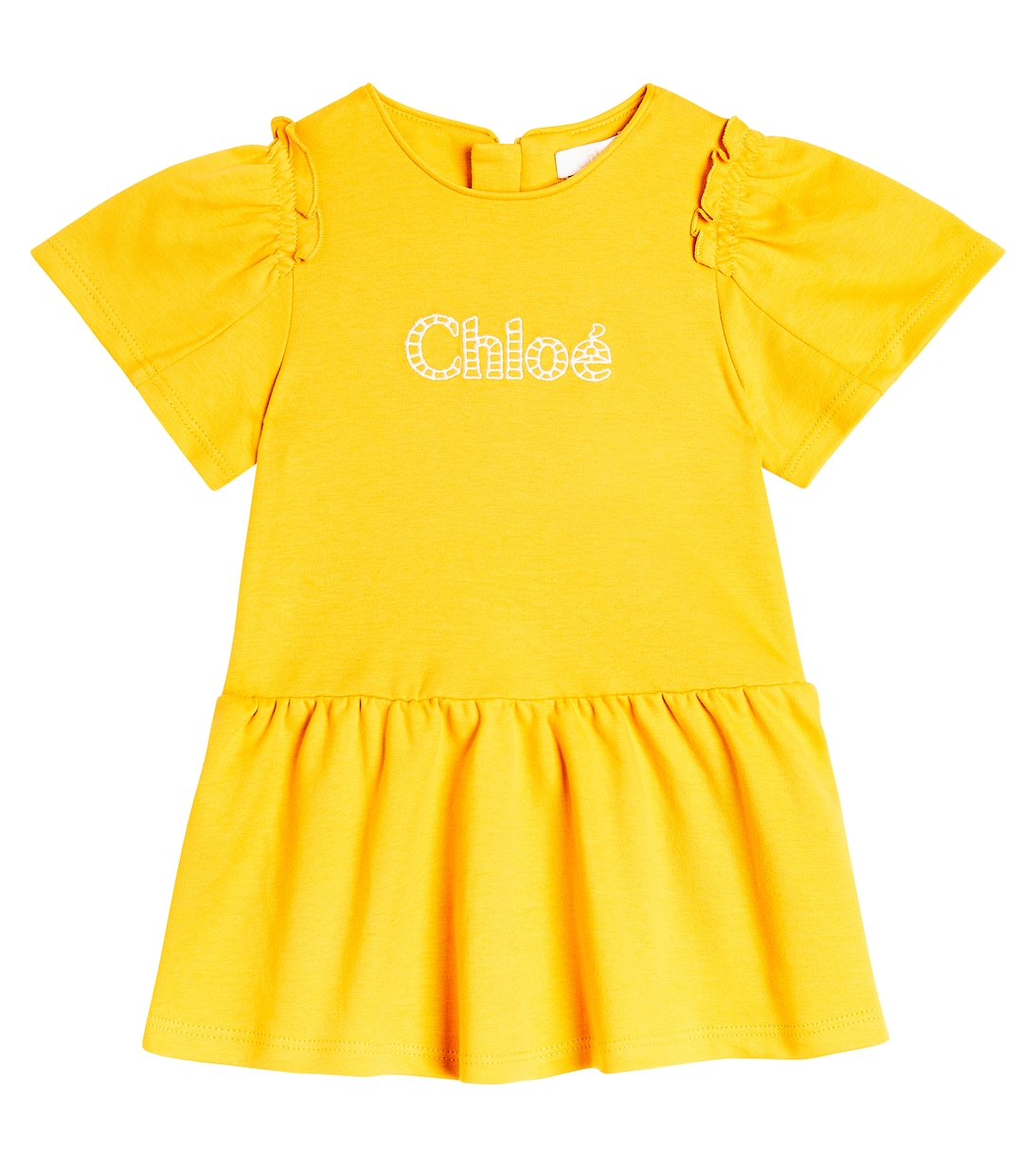 Платье из хлопкового джерси с логотипом baby baby Chloé, желтый