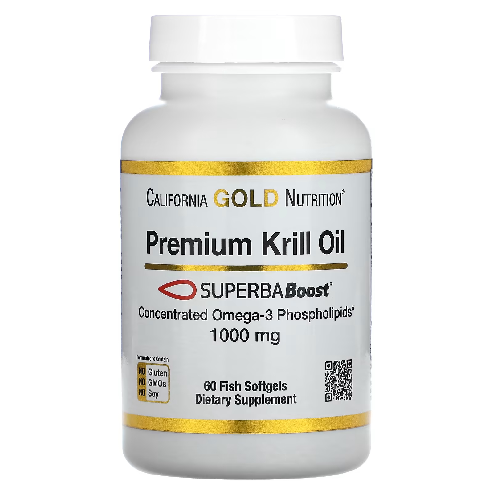 Масло криля премиум-класса California Gold Nutrition с SUPERBABoost, 1000 мг, 60 мягких капсул из рыбного желатина