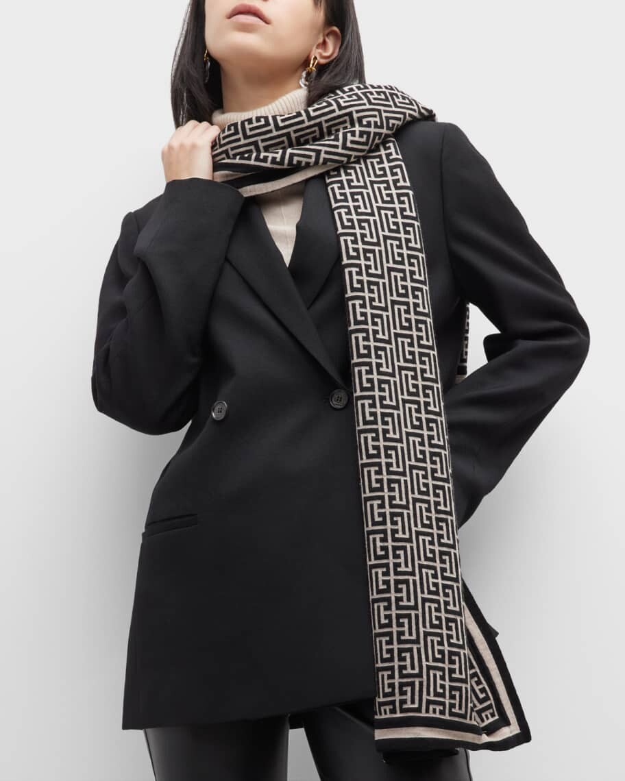 

Шерстяной шарф с монограммой Balmain