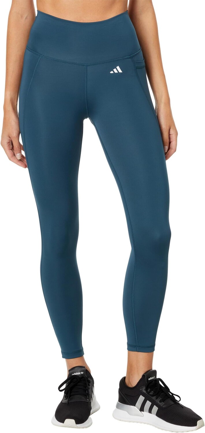 

Брюки Optime Stash Pocket High-Waisted 7/8 Tights adidas, цвет Arctic Night