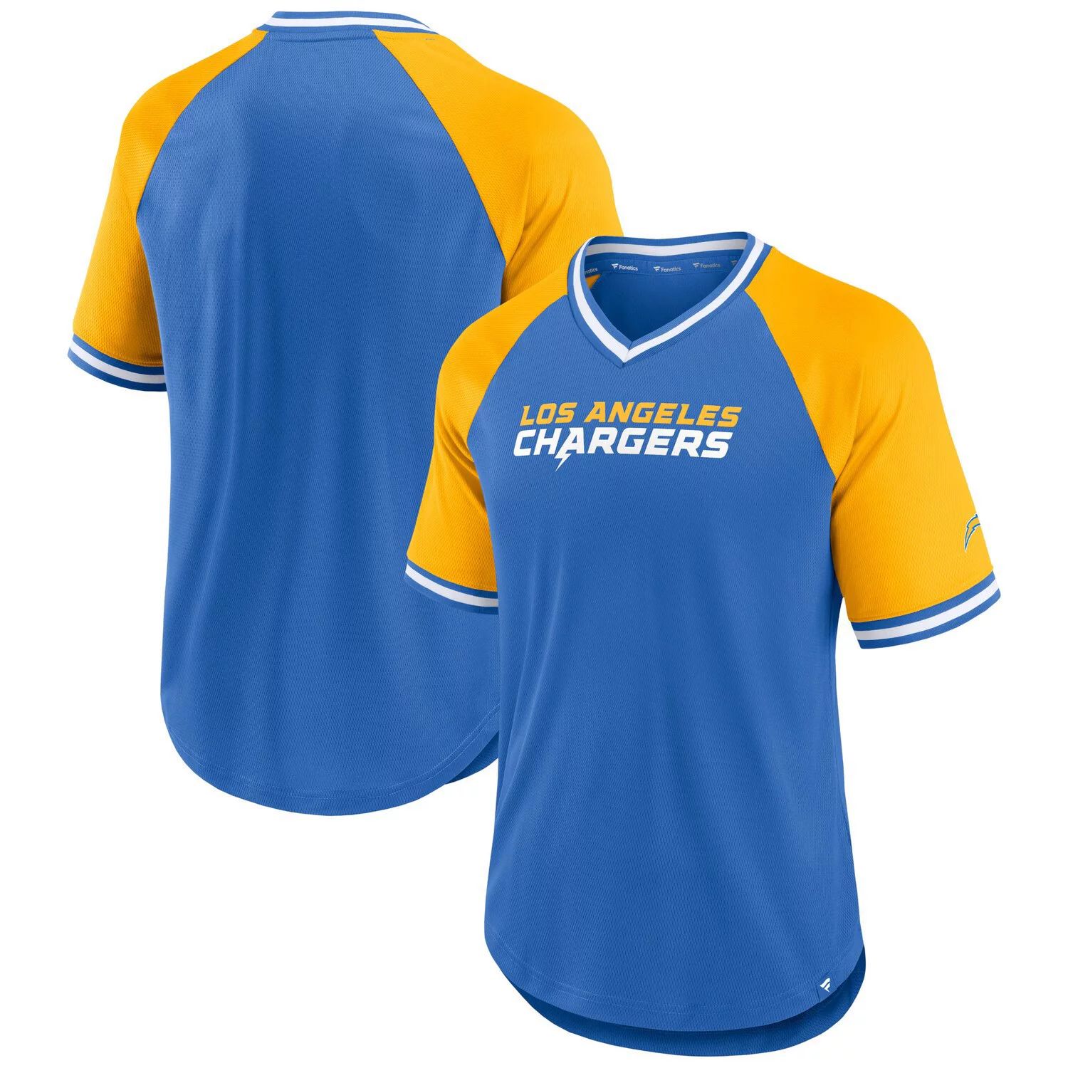 Мужская фирменная пудрово-синяя футболка Los Angeles Chargers Second Wind реглан с v-образным вырезом Fanatics