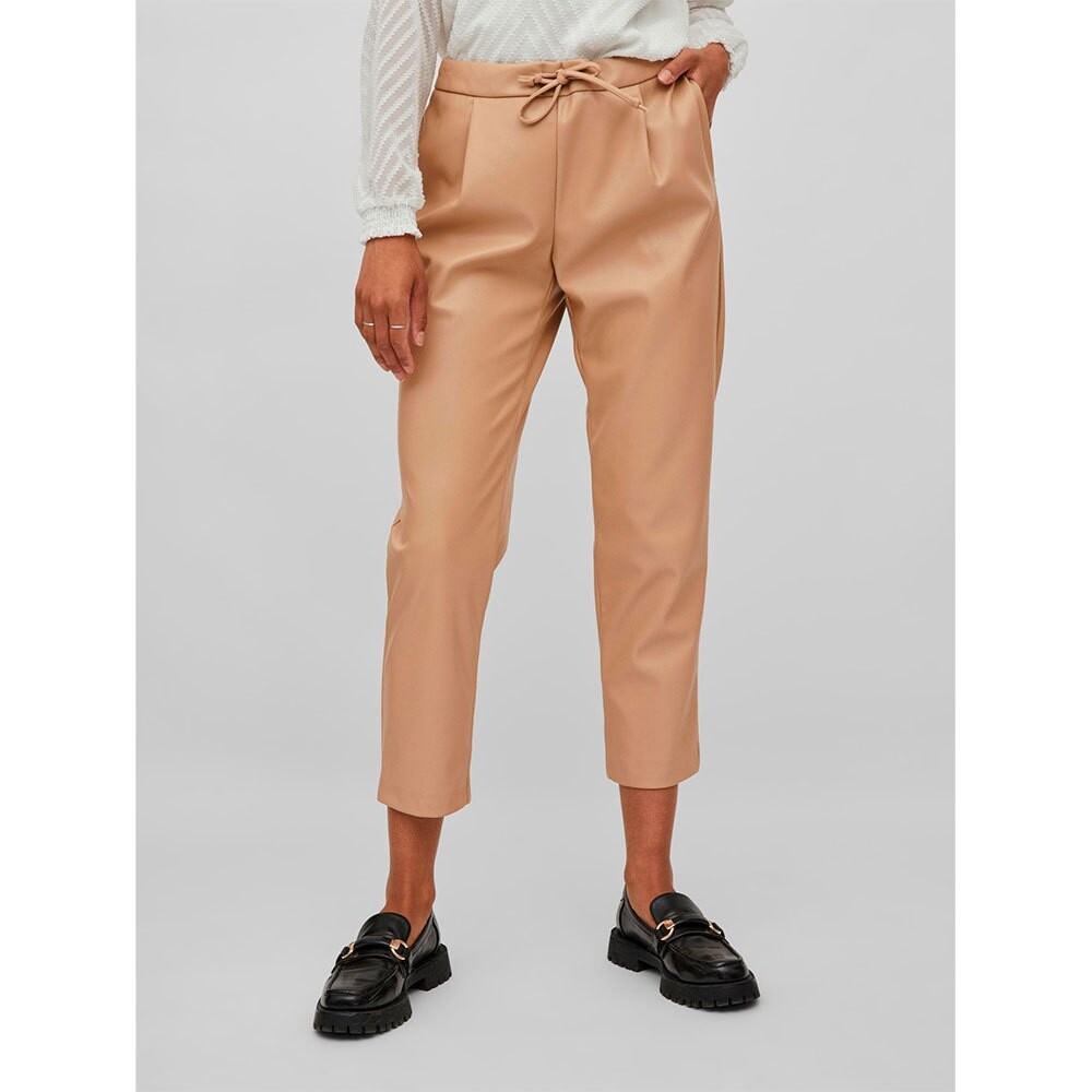 

Брюки Vila Nille Coated 7/8 Regular Waist, бежевый