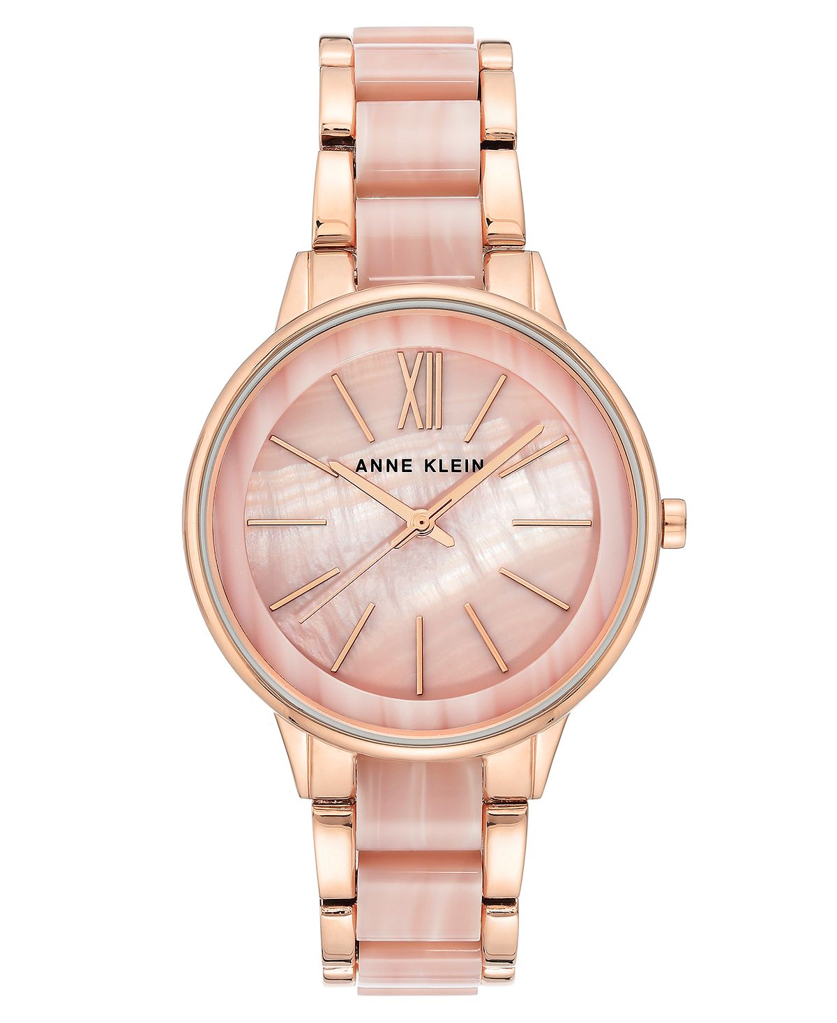 Женские часы с акриловым браслетом цвета розового золота и розового мрамора, 37 мм Anne Klein, золотой