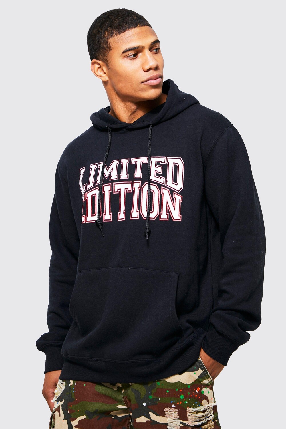 

Худи oversized ltd edition varsity с графикой Boohoo, черный