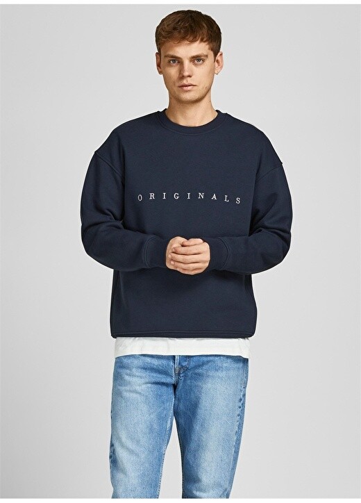 

Мужская толстовка темно-синего цвета с круглым вырезом Jack & Jones