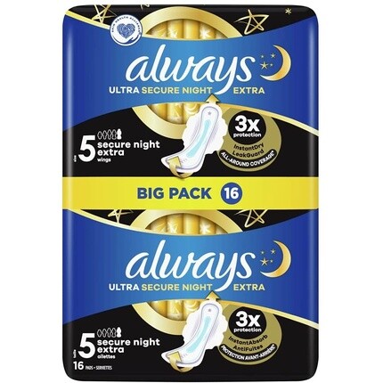 

Гигиенические прокладки Always Ultra Secure Night Extra с крыльями