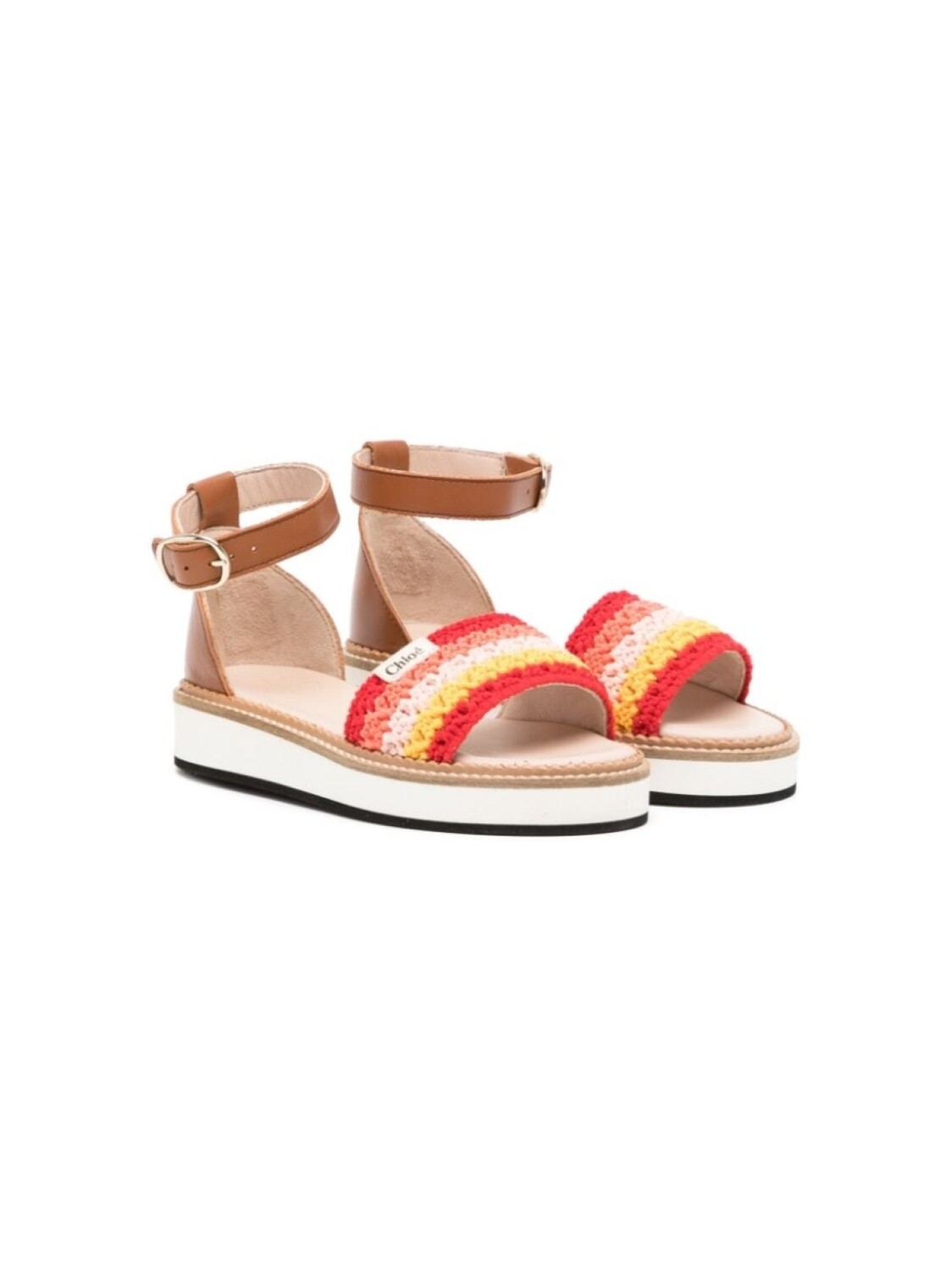 

Chloé Kids сандалии в технике кроше, коричневый