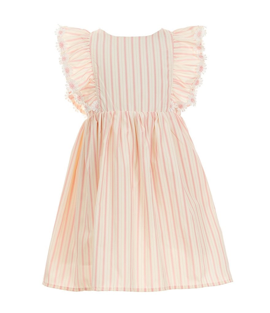 Кружевное платье в полоску с расклешенными рукавами Popatu Little Girls 2–7, белый