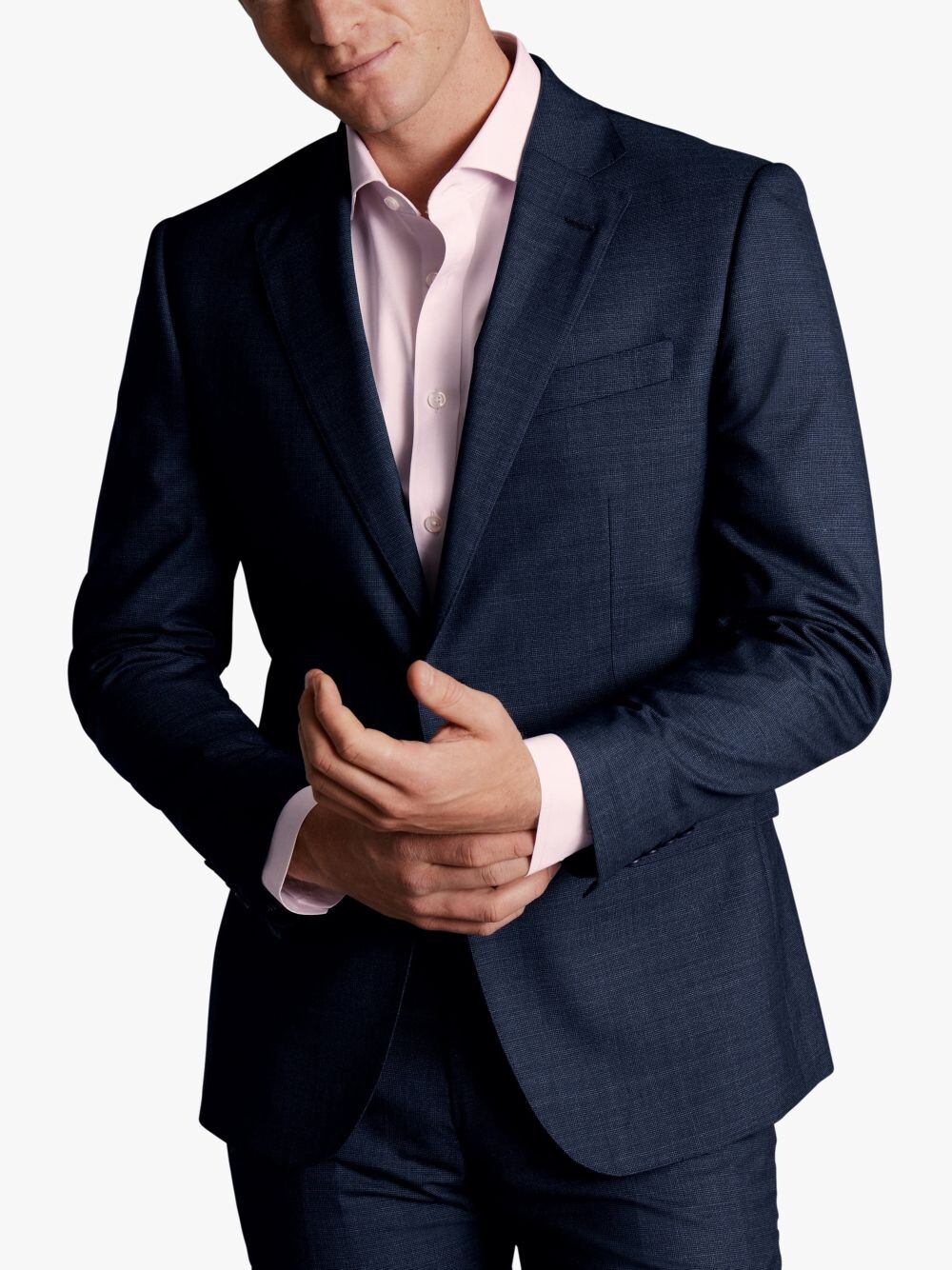 

Фактурный пиджак приталенного кроя Charles Tyrwhitt, синий джинсовый