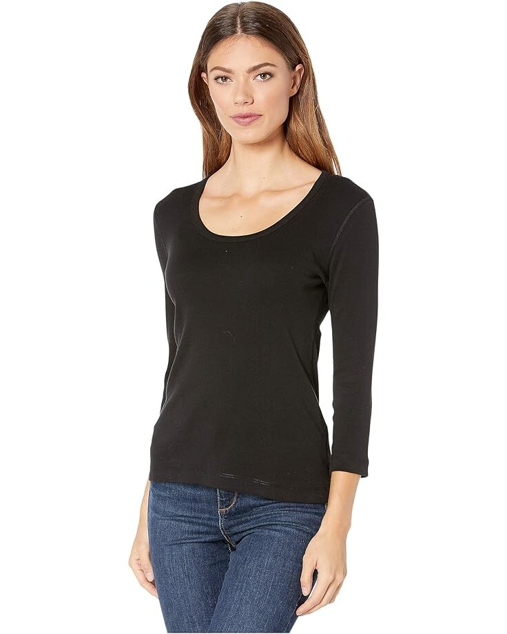 

Футболка Lilla P 1X1 3/4 Sleeve Scoop Neck Tee, черный