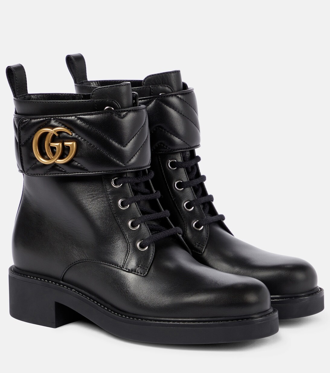 

Кожаные ботильоны с двойной буквой G Gucci, золотой, Желтый