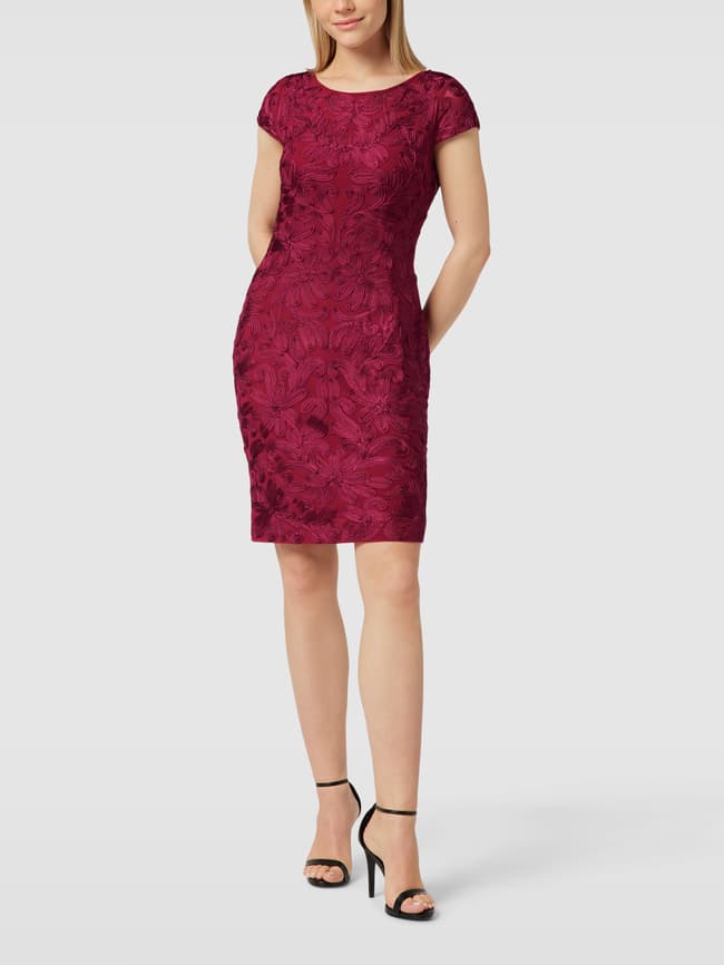 Платье-футляр со структурированным узором Christian Berg, вишнево-красный