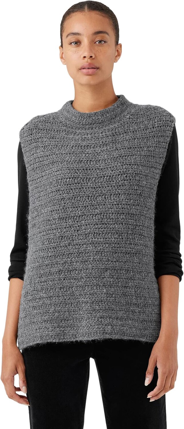 

Свитер Crochet Mock Neck Top Eileen Fisher, цвет Ash