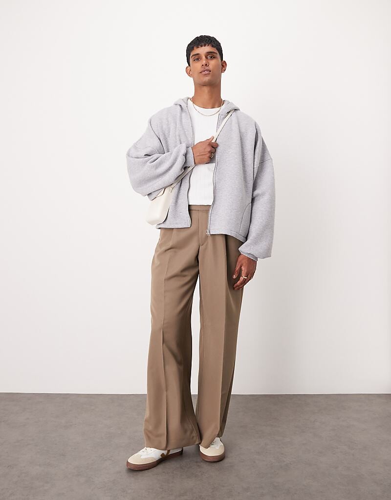 

ASOS DESIGN – элегантные коричневые брюки свободного кроя со складками спереди