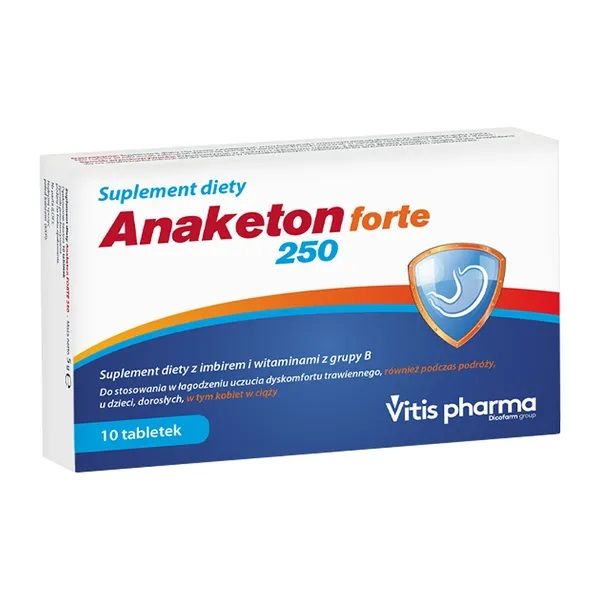 Препарат, успокаивающий чувство пищеварительного дискомфорта Anaketon Forte 250, 10 шт nutricost витамин b2 рибофлавин 100 мг 120 капсул