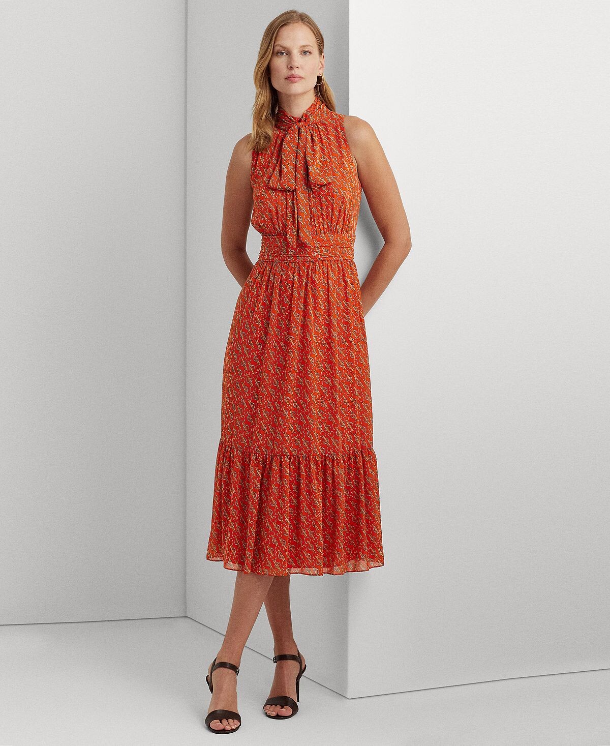 

Женское платье с жатым жоржетом и завязками на шее Lauren Ralph Lauren