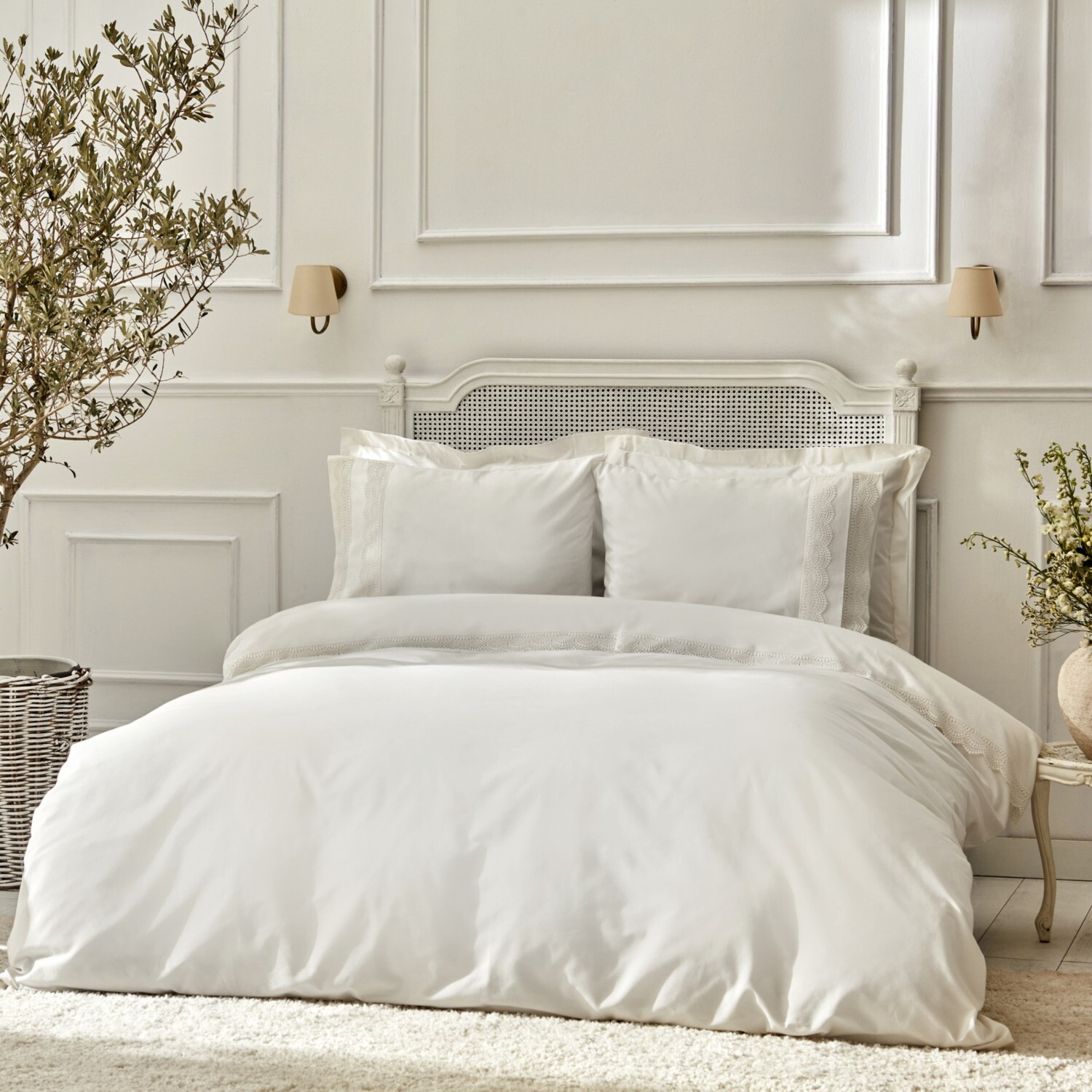 

Karaca Home White Collection Quin Комплект постельного белья с двойным кружевом, белый