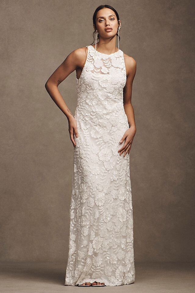

Платье BHLDN Winnie с цветочным принтом, светло-серый