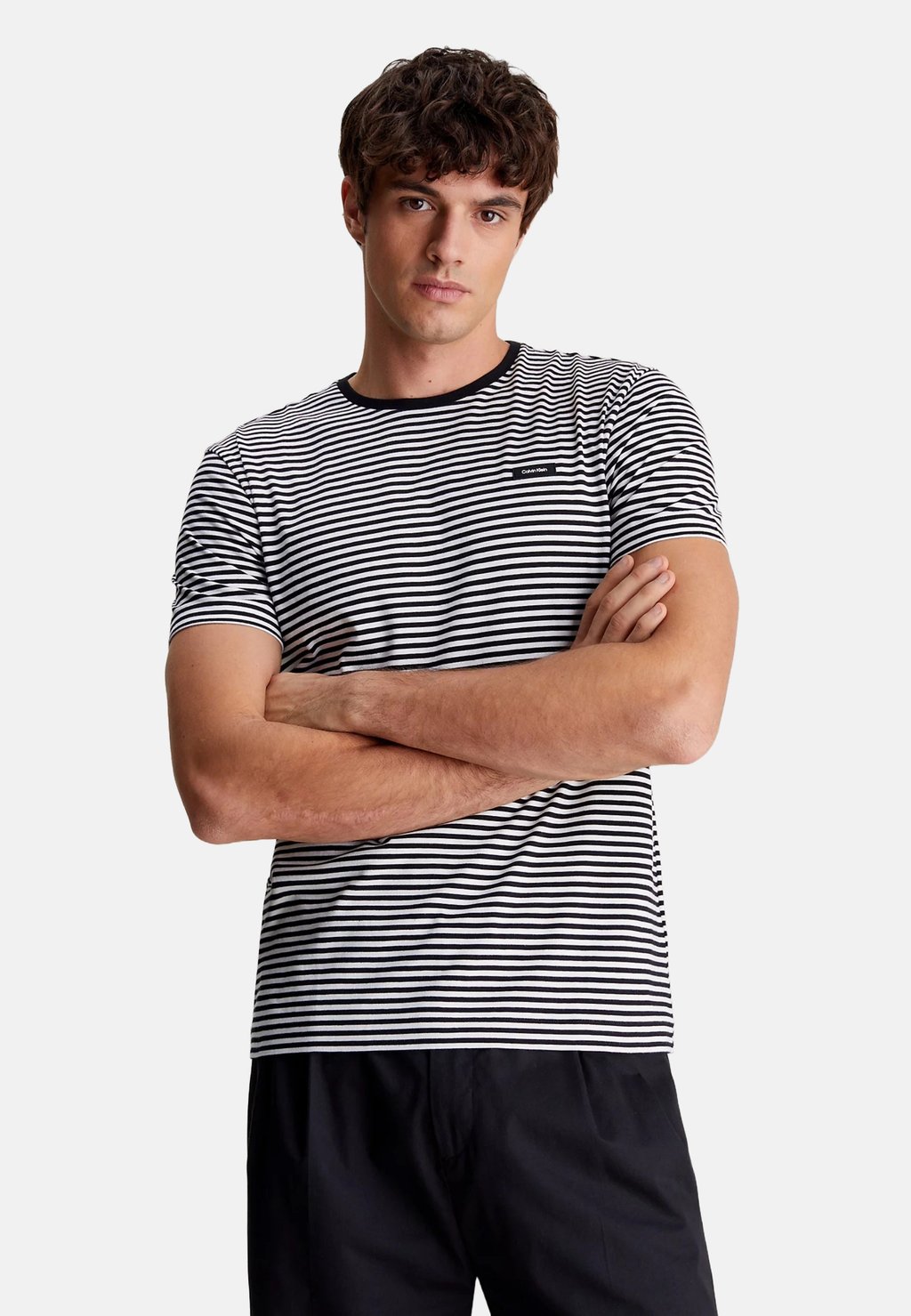 Футболка с принтом STRIPE Calvin Klein, цвет black white stripes топ с длинными рукавами nmmalina stripe top noisy may цвет black stripes white stripes