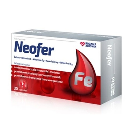 Neofer Витамины B6, B12, C, комплекс фолатов, 30 капсул, Silesian Pharma