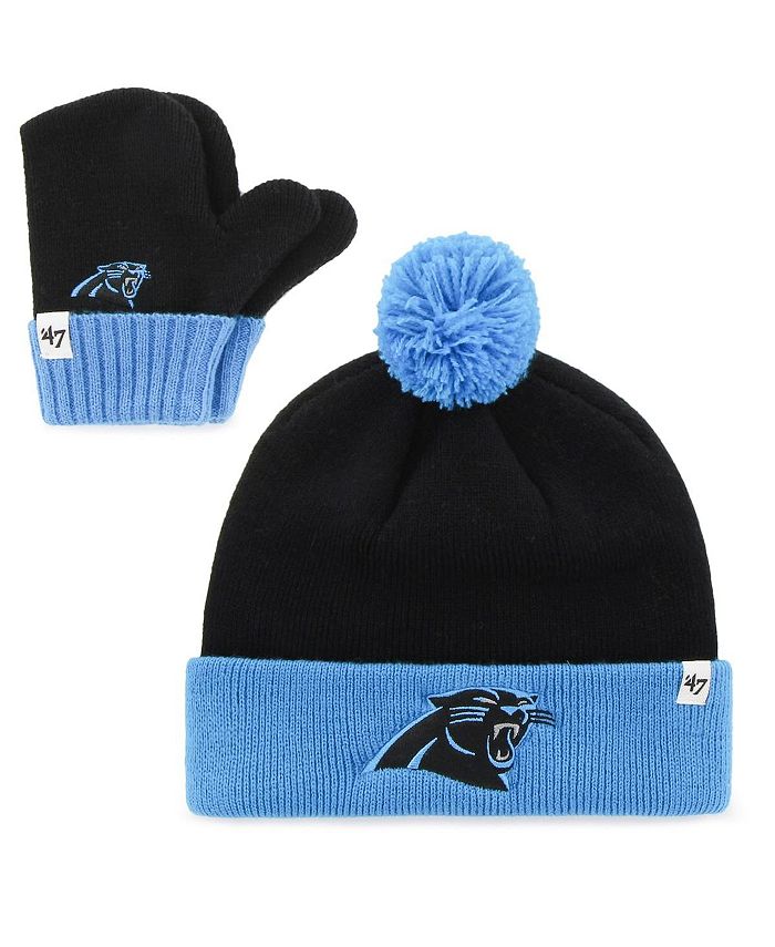 цена Черно-синяя вязаная шапка с манжетами для малышей Carolina Panthers Bam Bam с помпоном и варежками для малышей '47 Brand, черный/синий