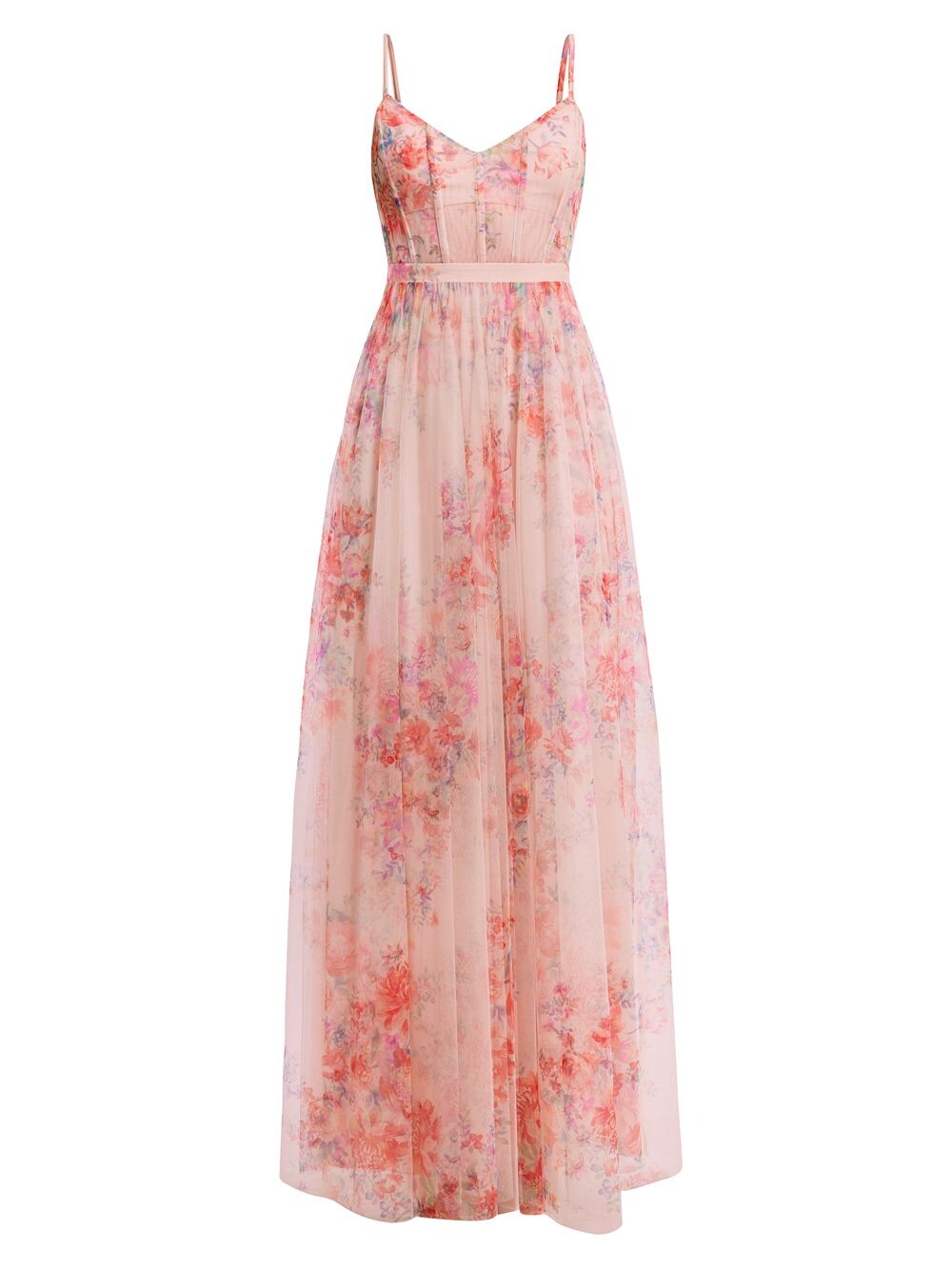 

Платье без рукавов из тюля с цветочным принтом BCBGMAXAZRIA
