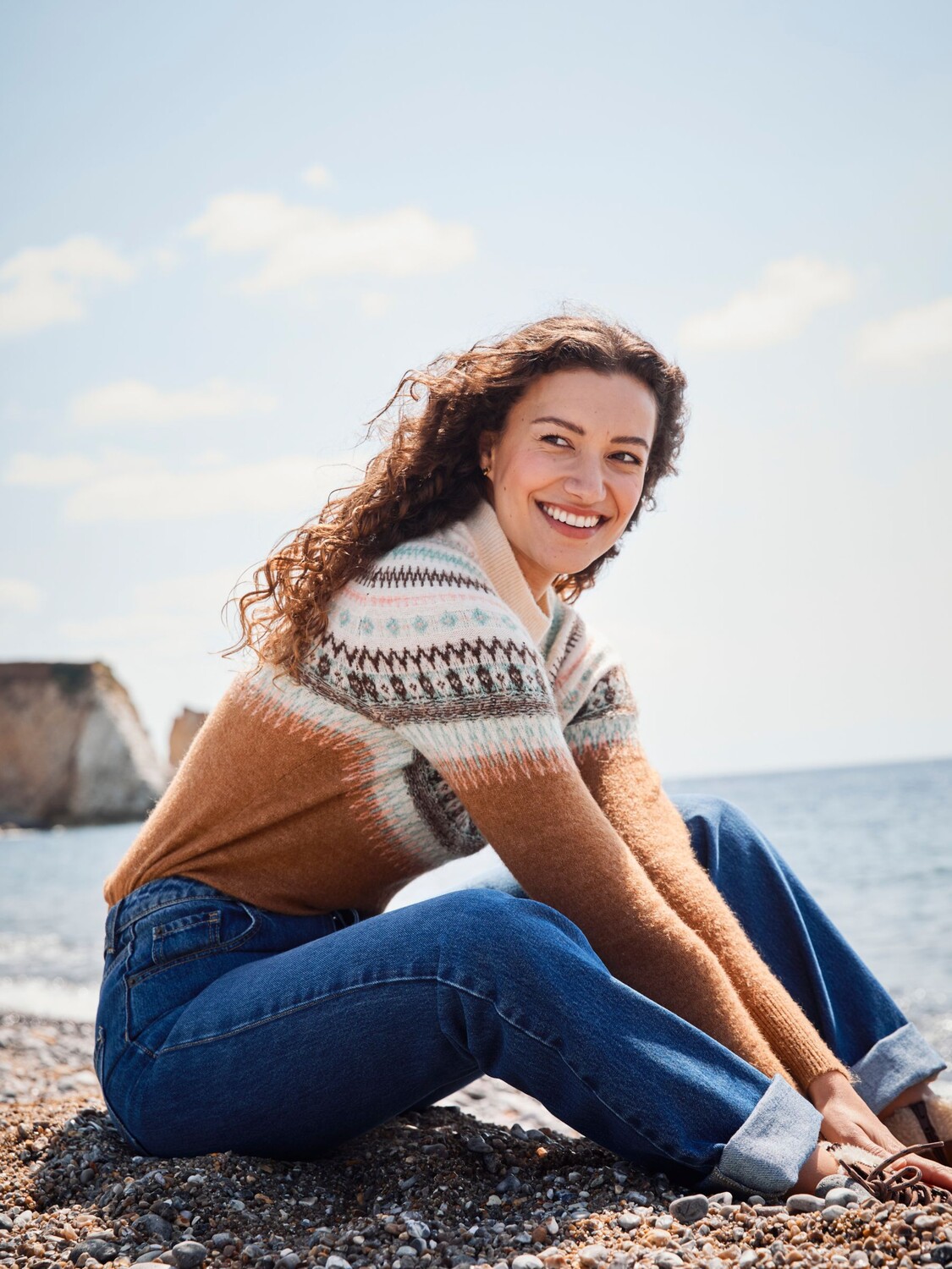 

Джемпер с кокеткой FatFace Bea Fair Isle, коричневый