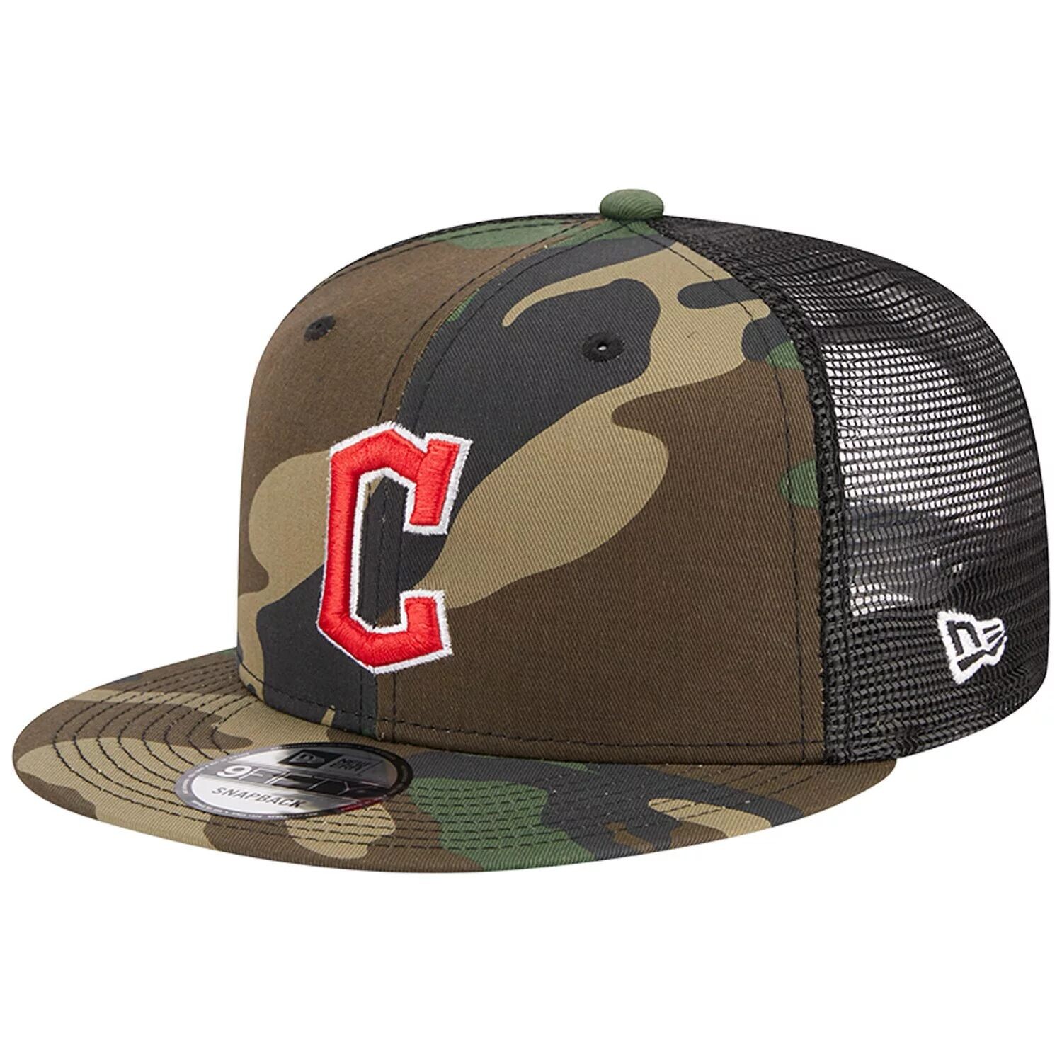 

Мужская камуфляжная кепка New Era Cleveland Guardians Woodland Camo Trucker 9FIFTY Snapback