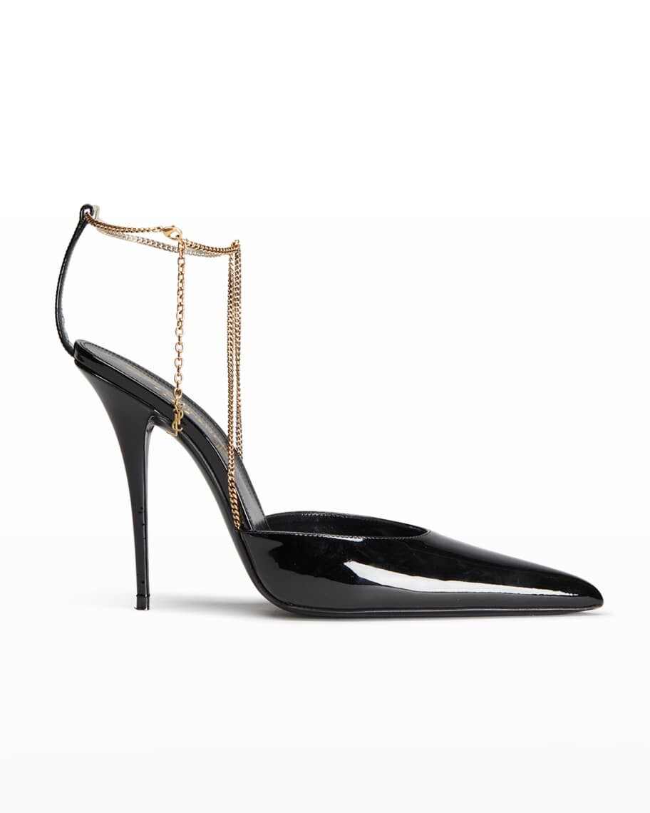 

Патентованные туфли Kayla с цепочкой на щиколотке Saint Laurent