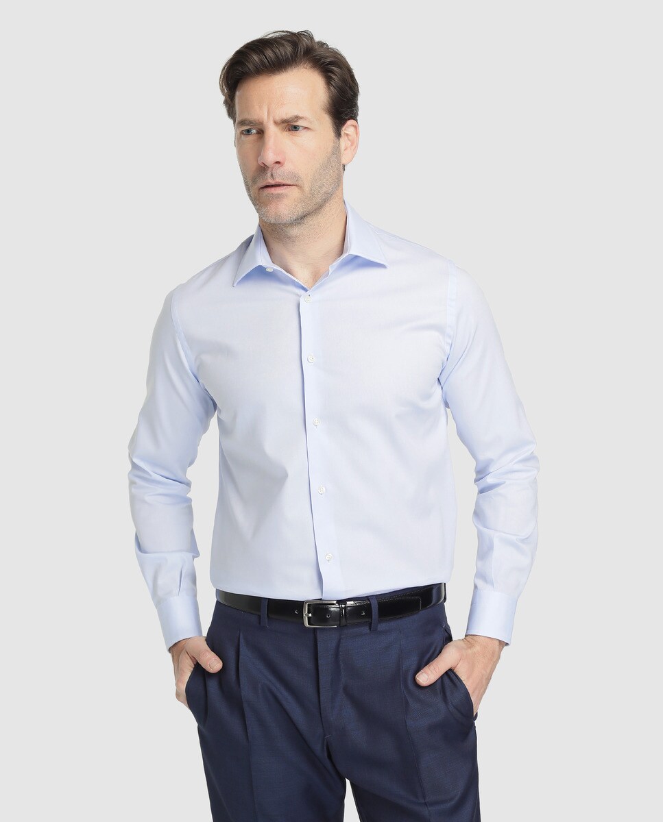 цена Классическая однотонная мужская рубашка Olimpo синего цвета Olimpo, светло-синий