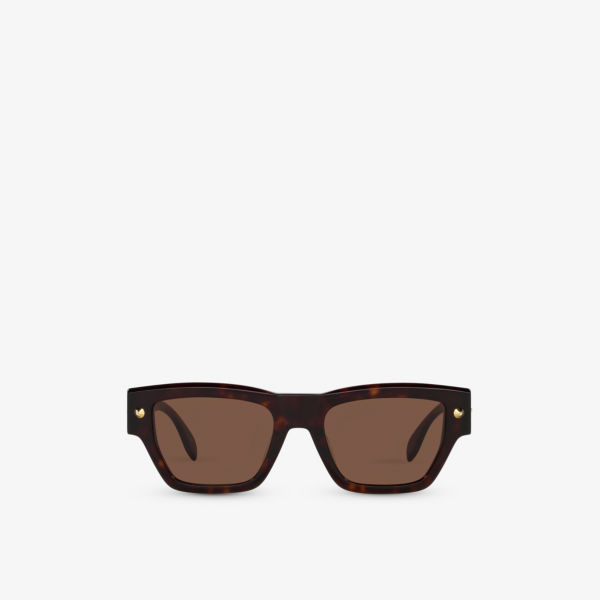 Am0409s солнцезащитные очки в квадратной оправе из ацетата черепаховой расцветки Alexander Mcqueen, коричневый