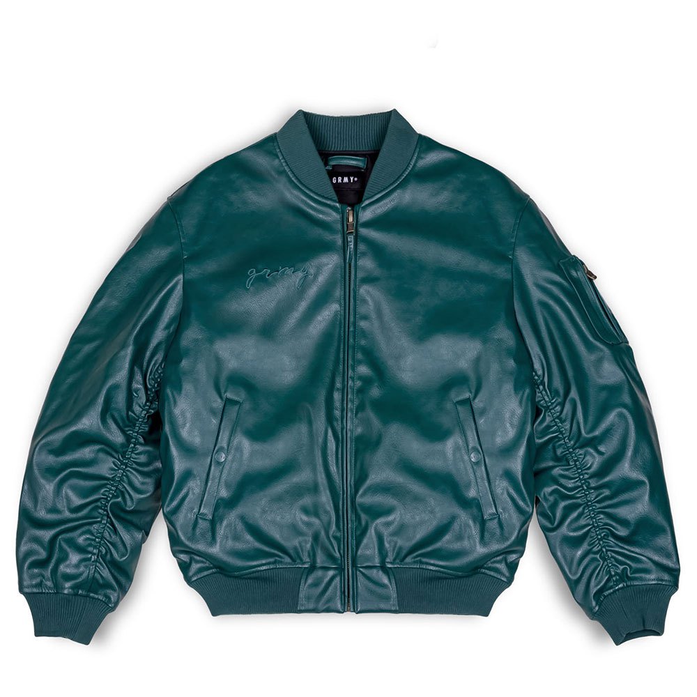 Куртка Grimey Iam Pu Leather Bomber, зеленый фото