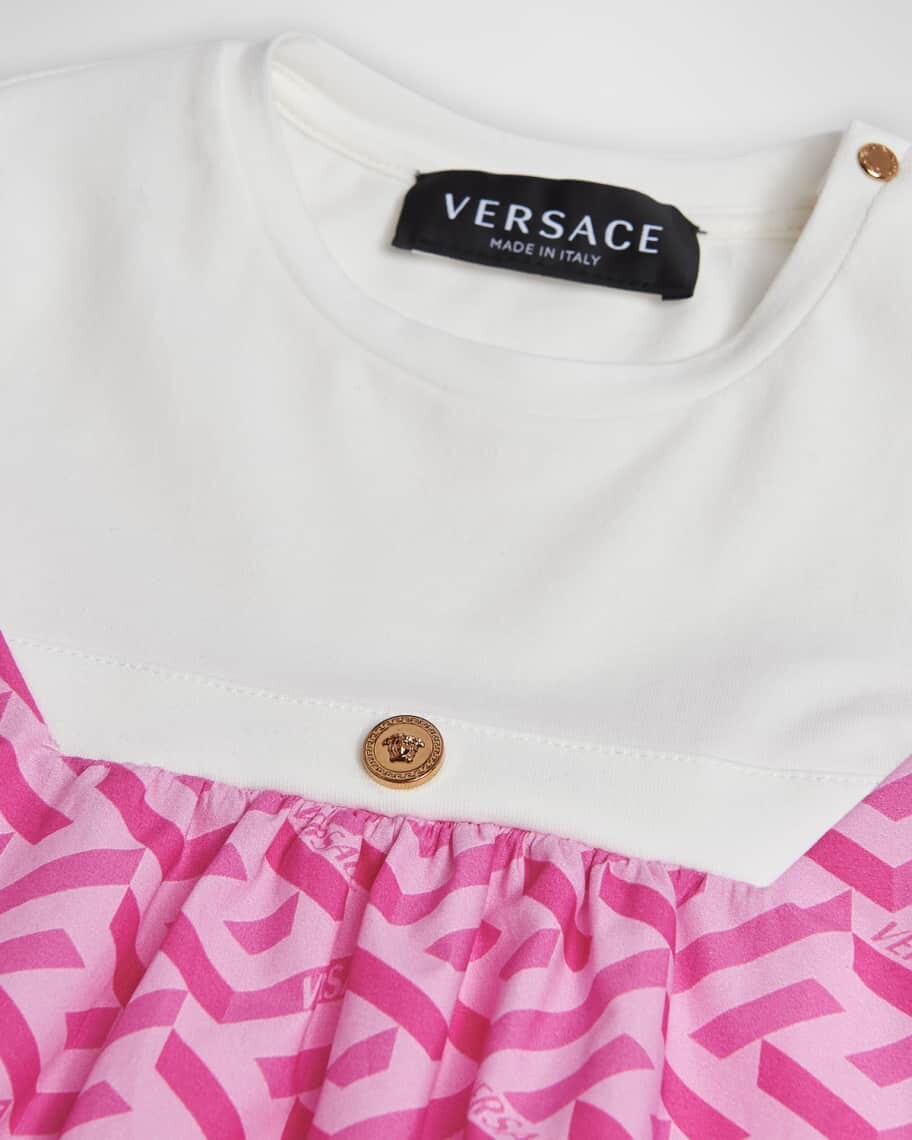 

Платье из поплина с принтом Greca для девочки, размер 18M-3 Versace