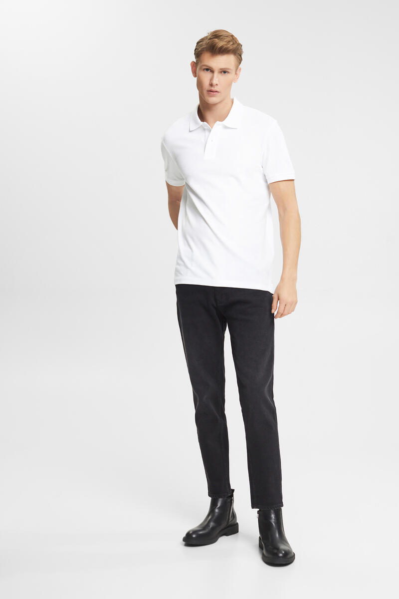 Базовая рубашка-поло из хлопкового пике Esprit, белый