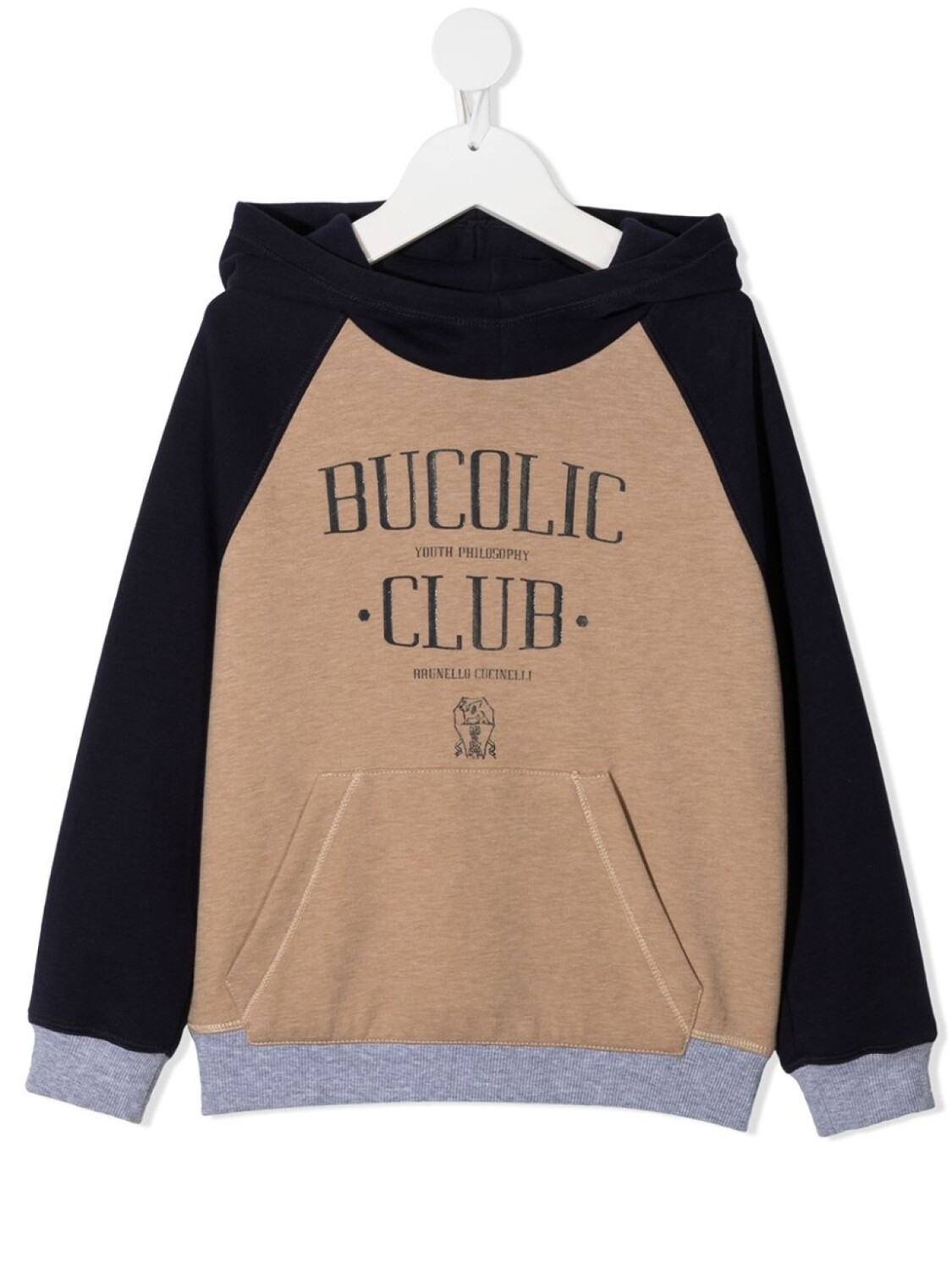 

Brunello Cucinelli Kids худи в стиле колор-блок с принтом, серый