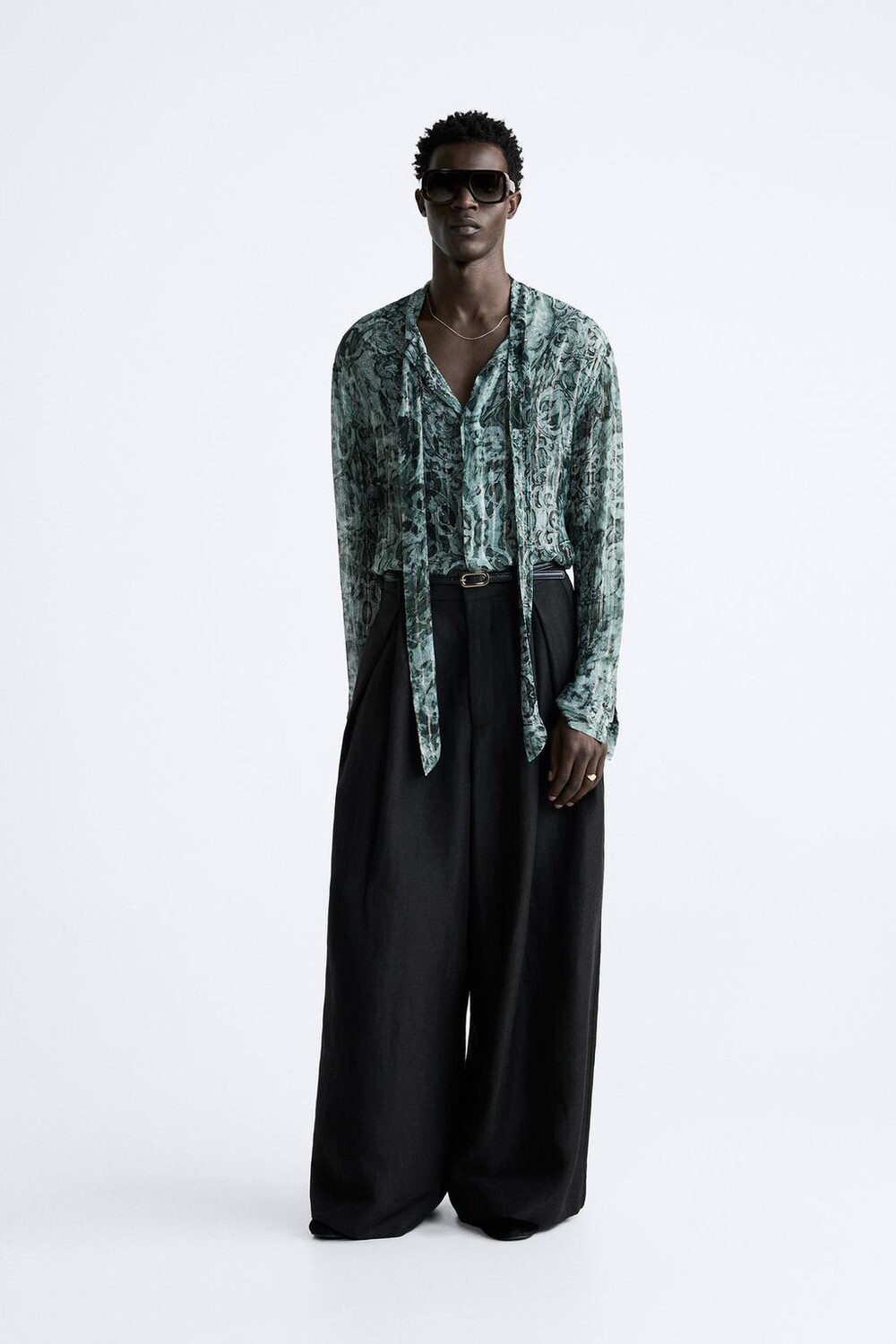 

Атласные брюки ZARA, черный