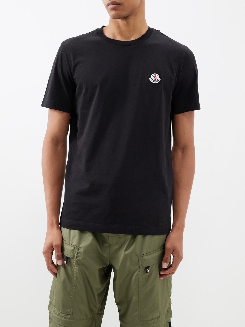 

Футболка из хлопкового джерси с нашивкой-логотипом Moncler, черный
