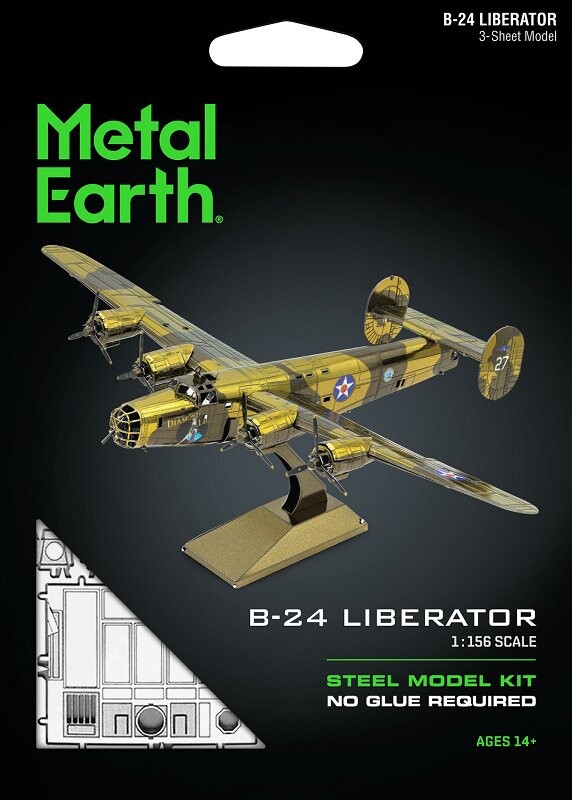 

Металлическая земля, модель бомбардировщика B-24 Liberator в металлическом сборе Fascinations