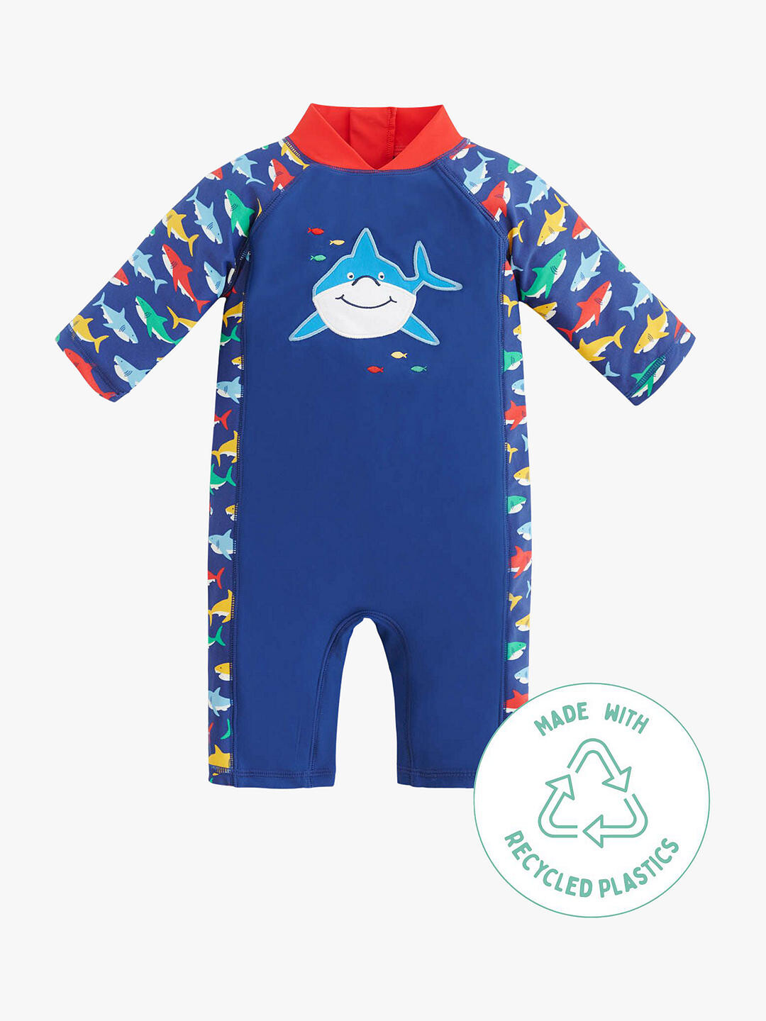 

JoJo Maman Bébé Цельный купальник для защиты от солнца Shark, синий