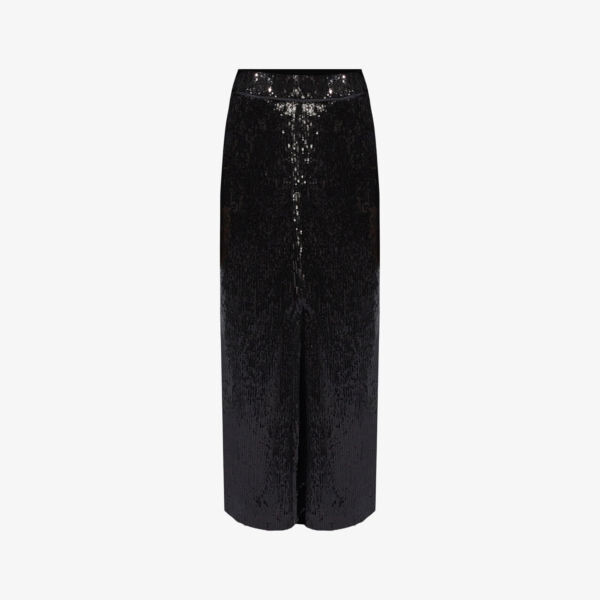

Юбка миди из эластичной ткани с разрезом по краю, украшенная пайетками Ro&Zo, черный