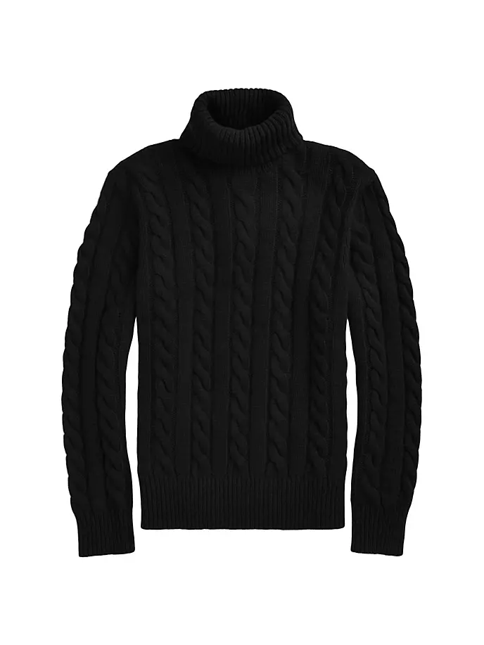 

Свитер с высоким воротником косой вязки Polo Ralph Lauren, черный