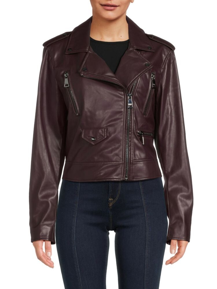

Мотоциклетная куртка из искусственной кожи с лацканами Notch Dkny, цвет Bordeaux Red