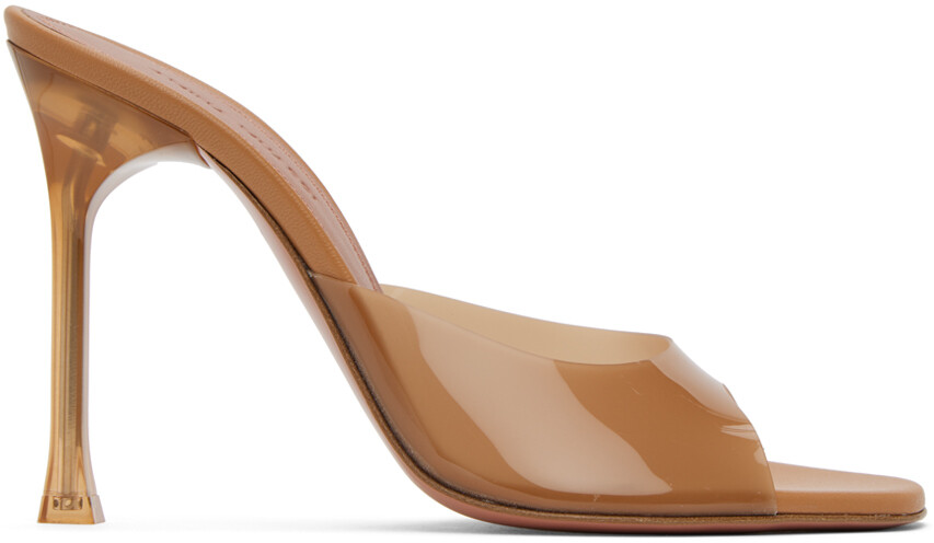 

Amina Muaddi Brown Alexa Glass Slipper 105 Босоножки на каблуке