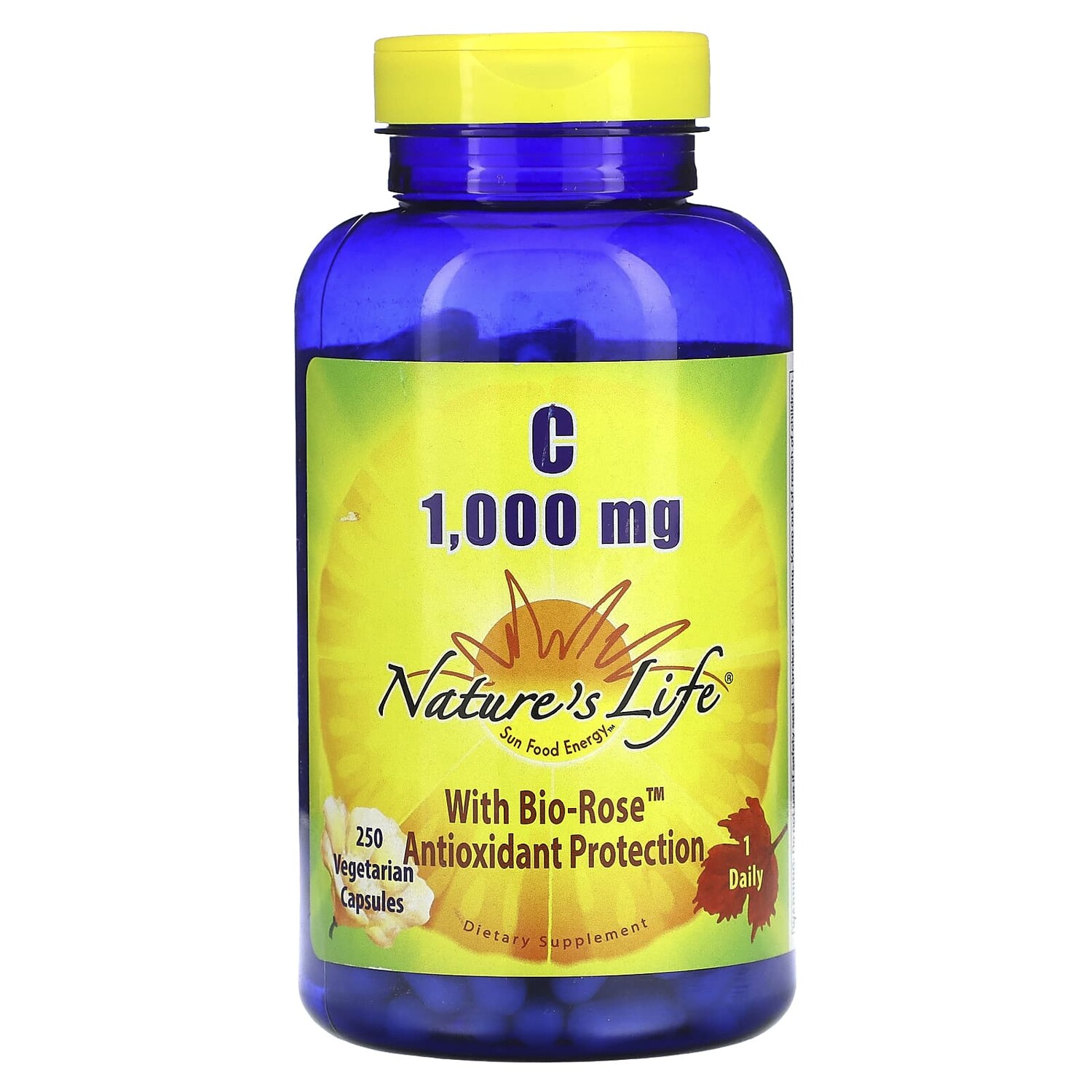

Витамин C с био-розой, 1000 мг, 250 вегетарианских капсул, Nature's Life