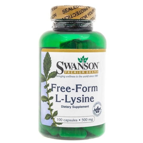 Биологически активная добавка L-лизин Swanson, 500 мг, 100 капсул swanson l лизин 500 мг 300 капсул