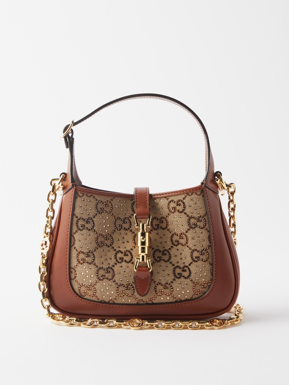 

Jackie 1961 с кристаллами gg-supreme и кожаной сумкой Gucci, бежевый