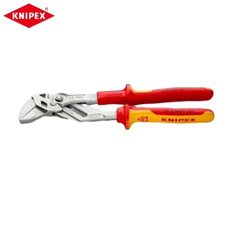 KNIPEX изолированные плоскогубцы с двойной пластиковой ручкой, гаечный ключ 250 мм, хромированный зажим, зажим корпуса, фиксированный гибочный инструмент 86 06 250