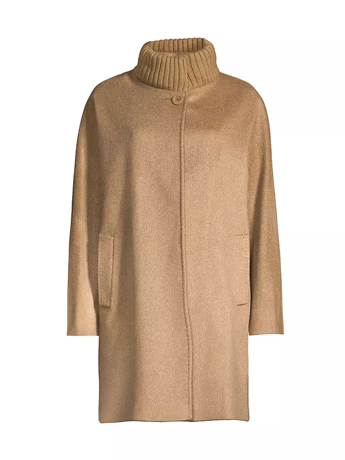 Кашемировое пальто с вязаным воротником Cinzia Rocca, цвет camel cinzia soft мокасины