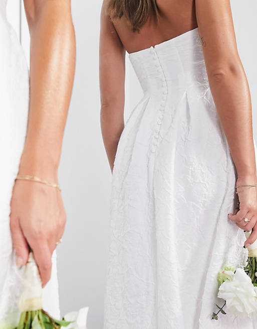 Свадебное платье макси с фактурным цветочным принтом цвета слоновой кости ASOS EDITION Winnona